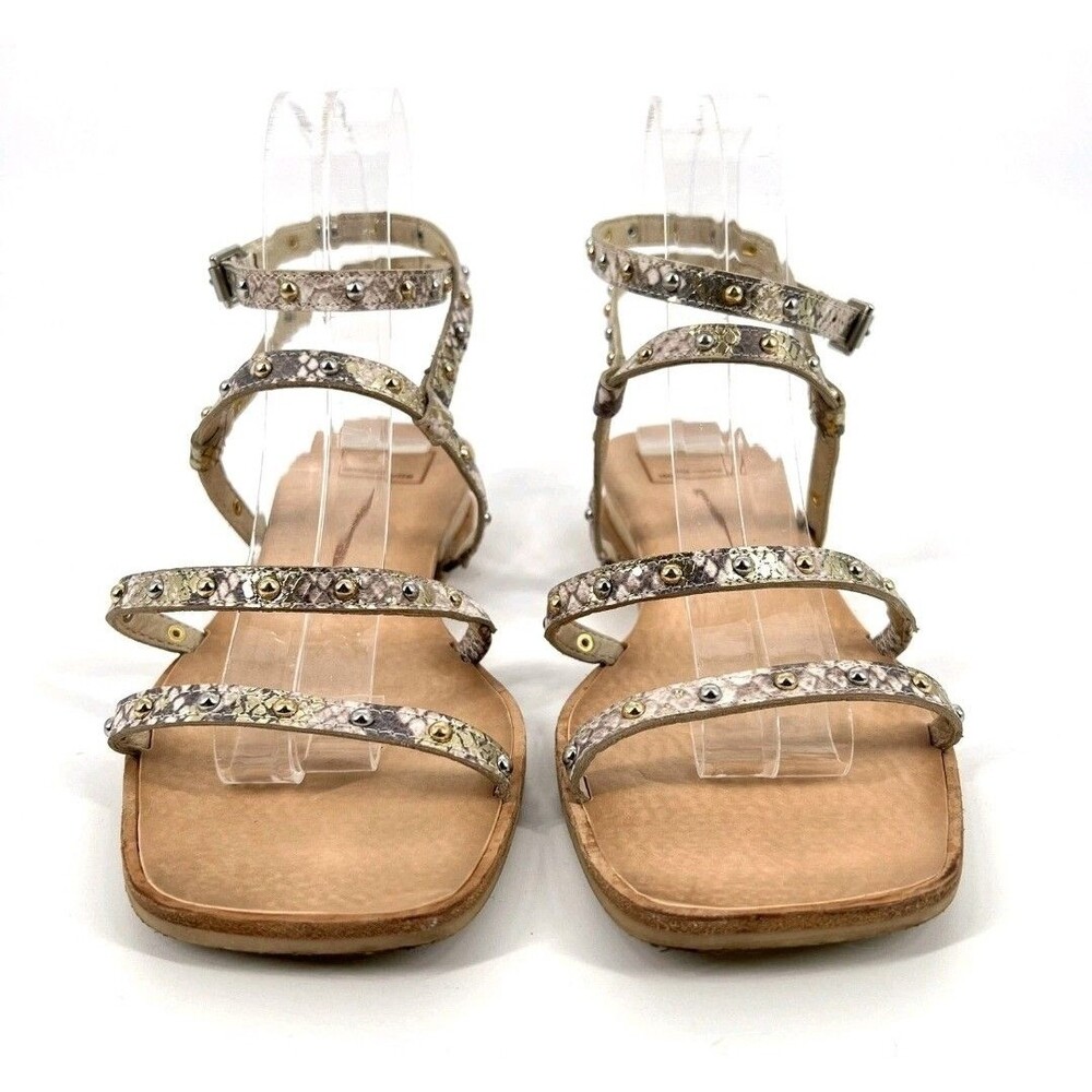 Dolce Vita Rozie Sandals Womens Size 9 Strappy Snakeskin Print Studded Flat